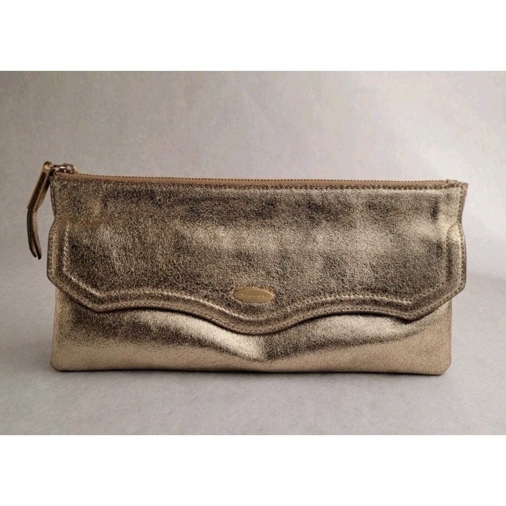 TAHARI Women's Clutch Handbag Evening Purse Wallet Gold Sequin Zipper Top Pocket